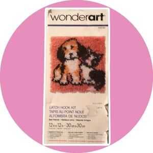 Vintage 70s Wonder Art Latch Hook Kit BEST FRIENDS 426185 NEW Puppy Kitty Pillow